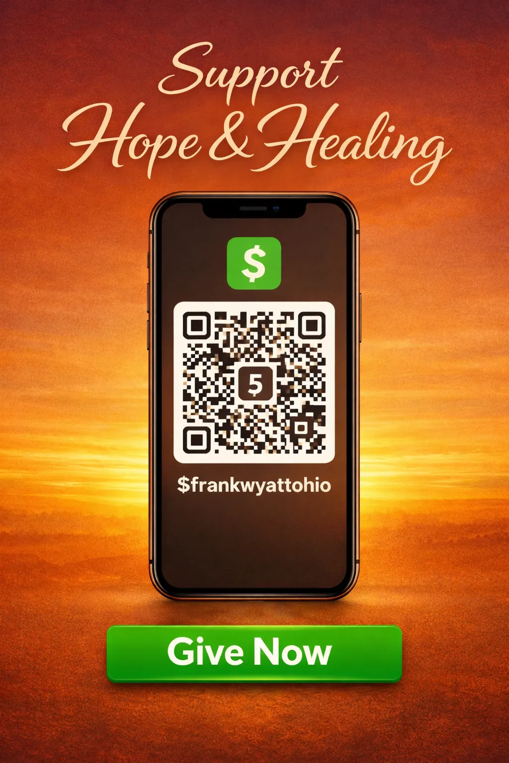 Support Hope and Healing — scan the QR code or give via Cash App $frankwyattohio to sow a seed into this ministr